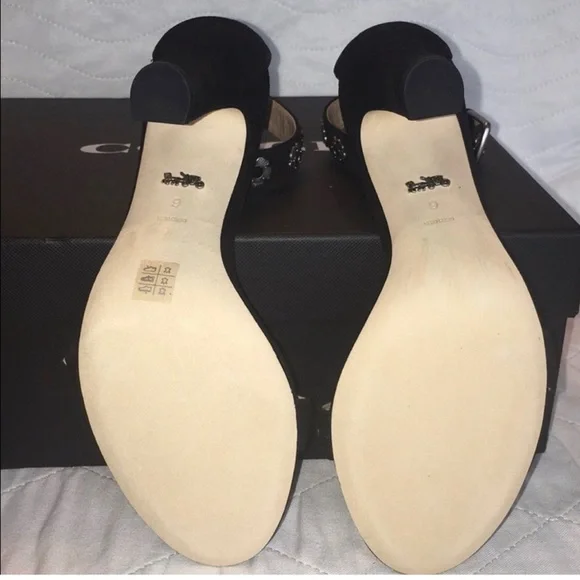 Coach Black Heeled Sandals Size 9 NWT